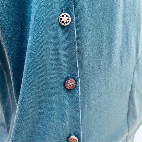 Soft Surroundings Teal Blue Button Down Top w/Pockets Sz XS - Picture 5 of 9